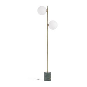 Stojacia lampa v zeleno-zlatej farbe so skleneným tienidlom (výška 161 cm) Lonela - Kave Home