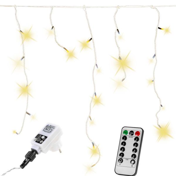 VOLTRONIC svetelný dážď 5 m, 200 LED, teplá biela, ovládač