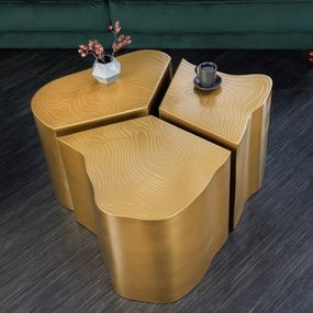 Estila Luxusný glamour konferenčný stolík Altera organických tvarov z kovu v mosadznom prevedení 80cm