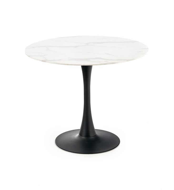 Halmar AMBROSIO okrúhly stôl, doska - mramor, noha - čierna