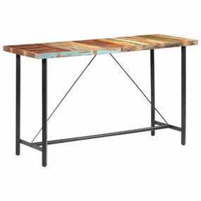 Barový stôl masívne drevo / oceľ Dekorhome Recyklované drevo