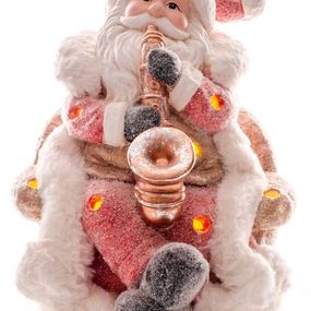 Dekorácia MagicHome Vianoce, Santa so saxafónom, LED, 3xAAA, 28x27x36 cm