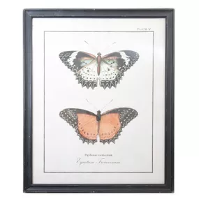 Čierny drevený nástenný obraz s motýľmi - 65*2*80 cm