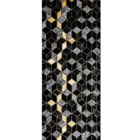 Dywany Łuszczów AKCIA: 60x300 cm Behúň Gloss 400B 86 3D geometric black/gold - 60x300 cm