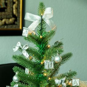 STAR TRADING LED vianočný stromček so striebornou dekoráciou, plast, K: 45cm