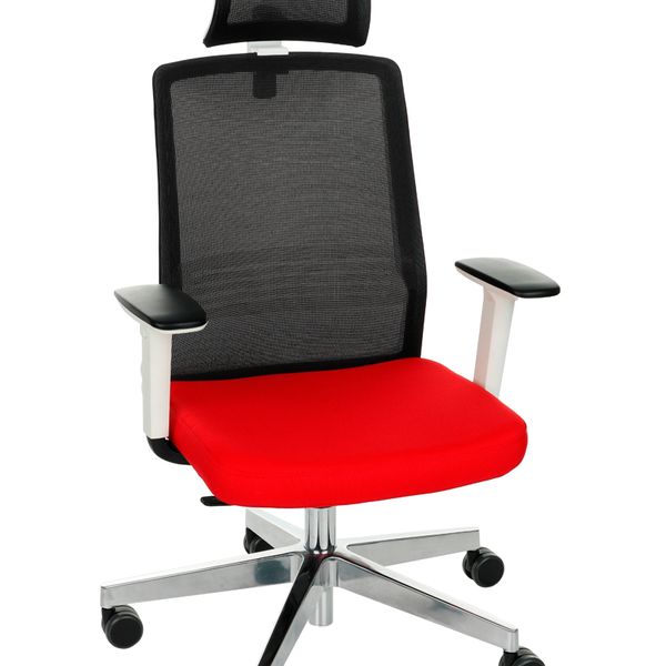 Kancelárska stolička s podrúčkami Cupra WS HD - červená / čierna / biela / chróm