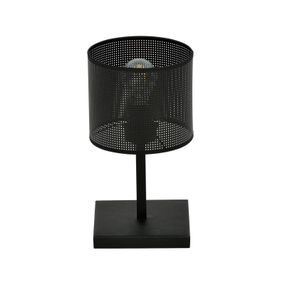 Euluna Stolová lampa Jordan, čierna, 1-plameňová, Obývacia izba / jedáleň, oceľ s práškovým nástrekom, látka, E27, 60W, P: 16 cm, K: 32cm