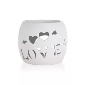 Aroma lampa porcelánová 10,5 x 10,5 cm, Love, bílá
