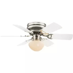 GLOBO 0307W UGO stropný ventilátor s osvetlením na päticu E27 760 mm s ťahovým vypínačom nikel