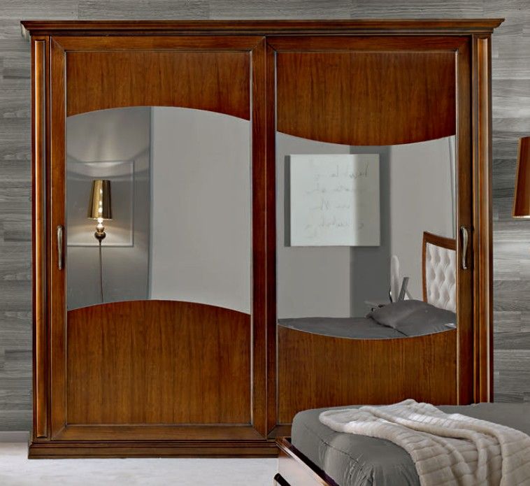 Estila Klasická masívna šatníková skriňa Carpessio s dvomi posuvnými dverami so zrkadlami 290cm