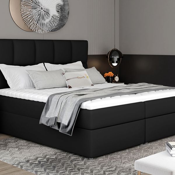 Čalúnená manželská posteľ s úložným priestorom Grosio 185 - čierna (Soft 11)