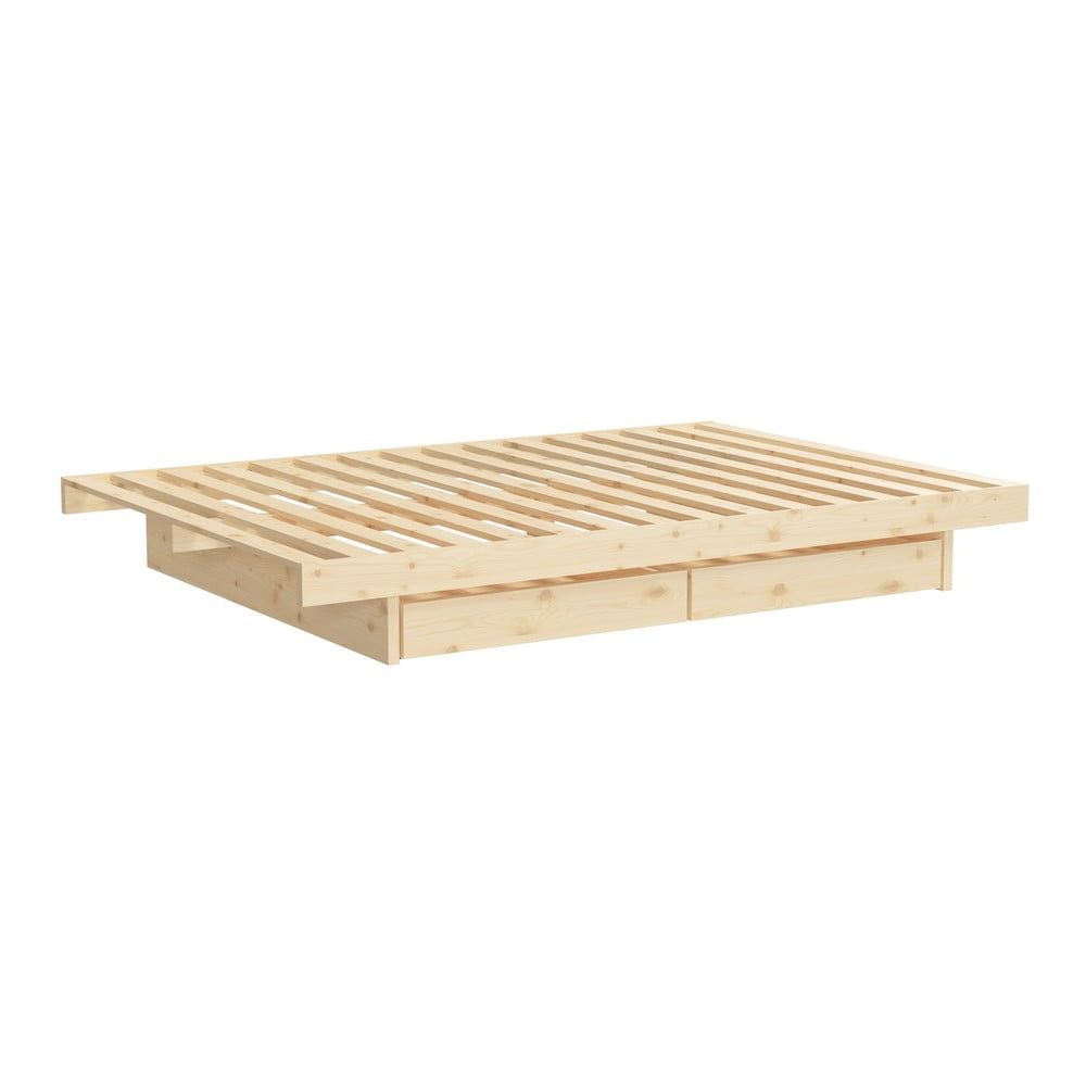 Dvojlôžková posteľ z borovicového dreva s úložným priestorom 160x200 cm – Karup Design