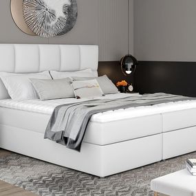Čalúnená manželská posteľ s úložným priestorom Grosio 185 - biela