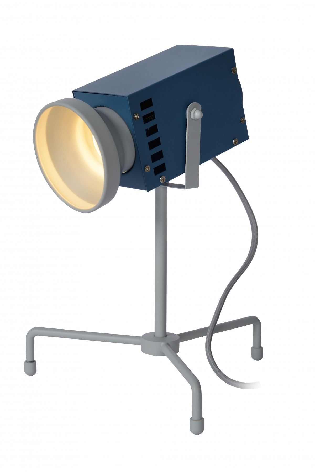 Lucide 05534/03/35 LED detská stolná lampička Beamer 1x3W | 70lm | 3000K - modrá, kov, nastaviteľná, vypínač na kábli