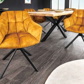 Dizajnová otočná stolička Vallerina horčicový zamat