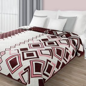 DomTextilu Obojstranné prehozy cez posteľ v krémovej farbe s bordovým vzorom Šírka: 170 cm | Dĺžka: 210 cm 6707-35208