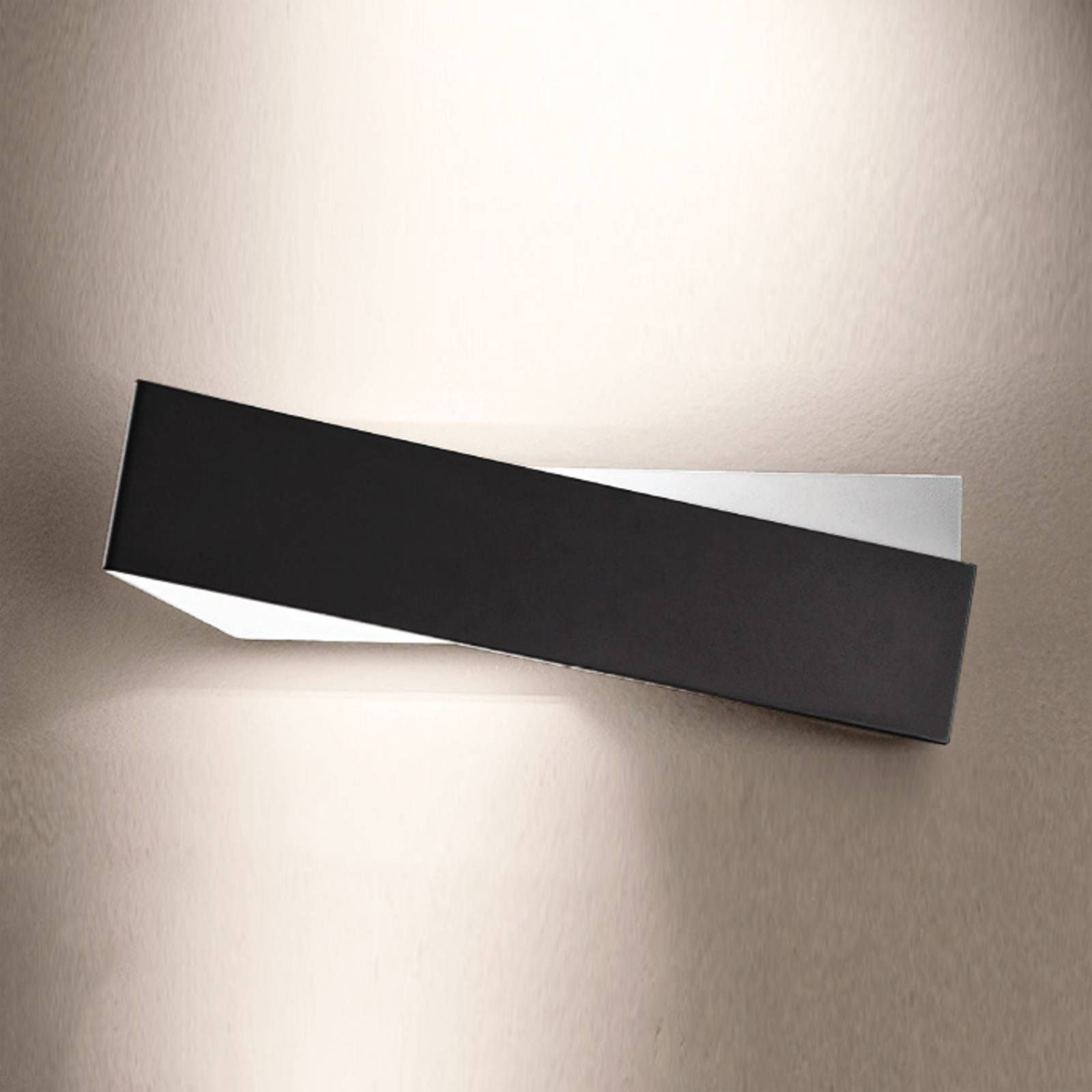 Linea Light Nástenné svietidlo Zig Zag v čiernobielej 43 cm, Obývacia izba / jedáleň, hliník, E27, 52W, P: 43 cm, K: 15cm