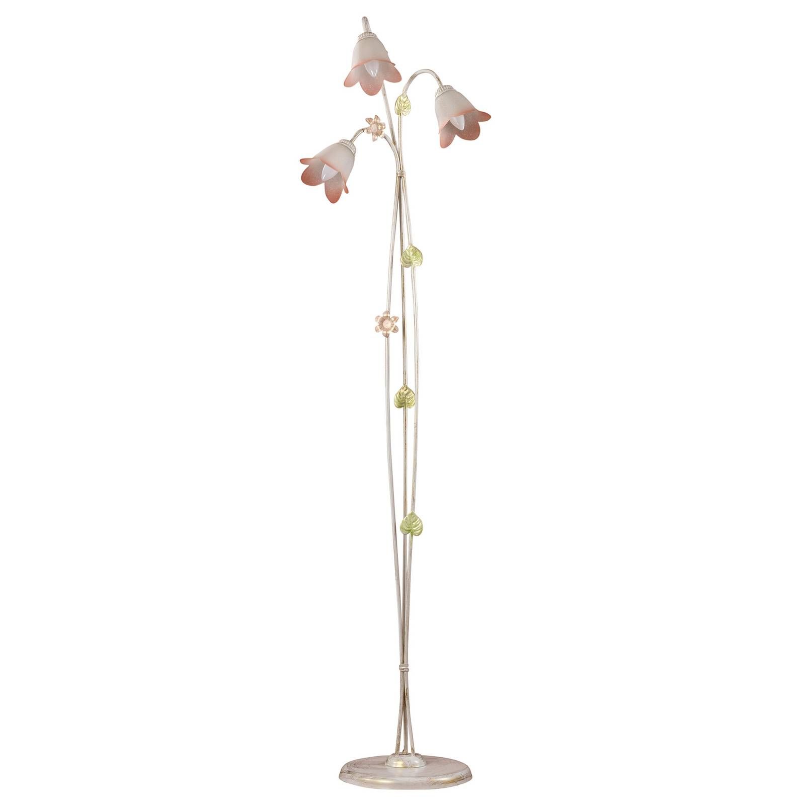 Euluna Stojaca lampa Botton vo florentskom štýle, 3-pl., Obývacia izba / jedáleň, železo, sklo, E14, 6W, P: 42 cm, L: 30 cm, K: 168cm