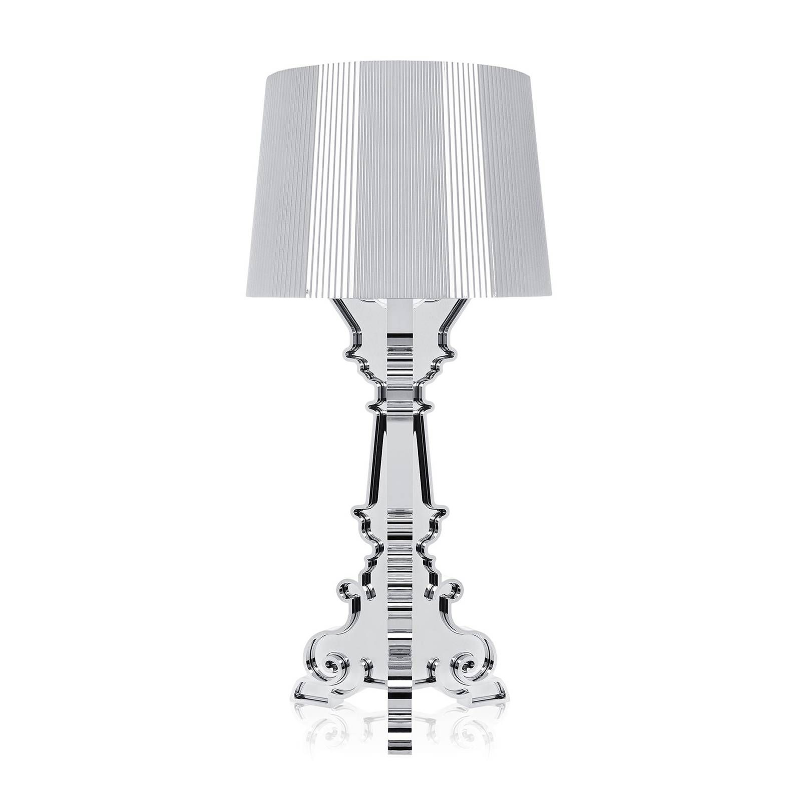 Kartell Bourgie stolná LED lampa, strieborná, Obývacia izba / jedáleň, polykarbonát, E14, 3.6W, K: 78cm