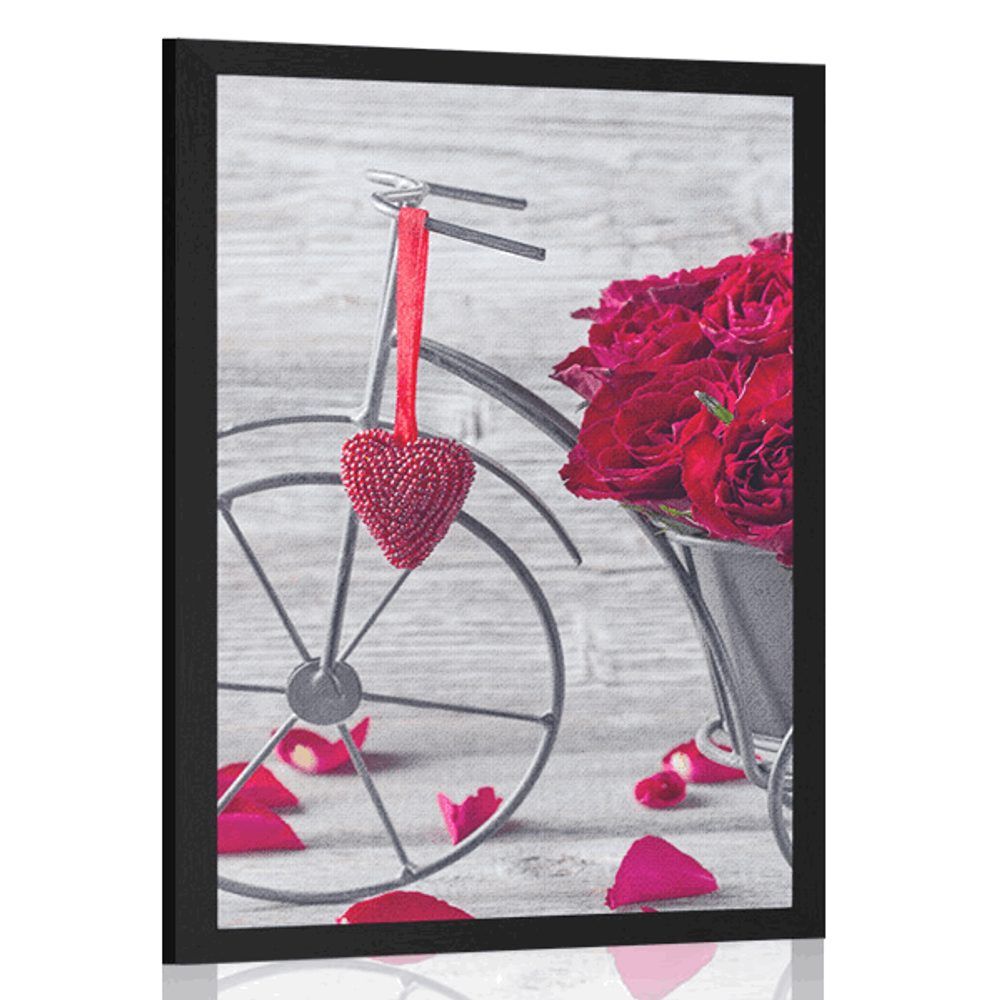 Plagát bicykel plný ruží - 40x60 black