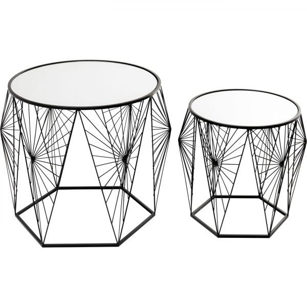 KARE Design Odkládací stolek Cobweb - černý (set 2 kusů)
