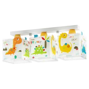 Dalber Detské stropné svietidlo Dinos, 3-plameňové, Detská izba, plast, E27, 60W, P: 50 cm, L: 14 cm, K: 20.5cm