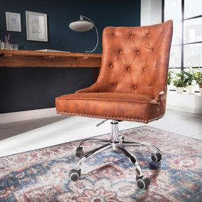 Kancelárska stolička s podrúčkami Jett vintage svetlohnedá