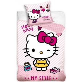 Carbotex · Bavlnené posteľné obliečky Hello Kitty - motív My Style - 100% bavlna - 70 x 90 cm + 140 x 200 cm