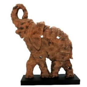 KARE Design Dřevěná soška Slon s chobotem nahoru 52cm