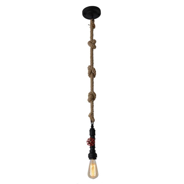 Näve Závesná lampa Vintage s konopným lanom čierna, Obývacia izba / jedáleň, konopné lano, kov, E27, 40W
