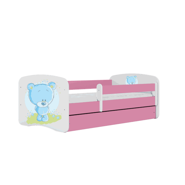 Letoss Detská posteľ BABY DREAMS 140/70- Modrý Macko Ružová S matracom S uložným priestorom