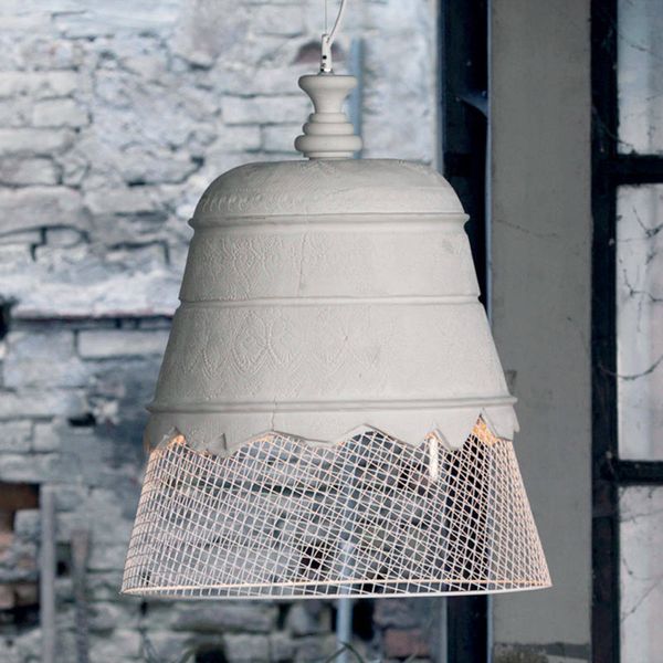 Karman Domenica sadrová závesná lampa biela 50 cm, Obývacia izba / jedáleň, sadra, kov, E27, 70W, K: 56cm