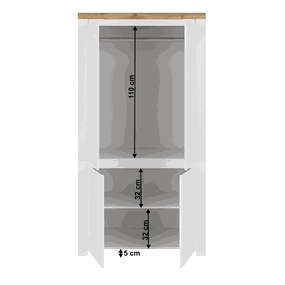 Skriňa 4D, biely lesk/dub wotan, VILGO