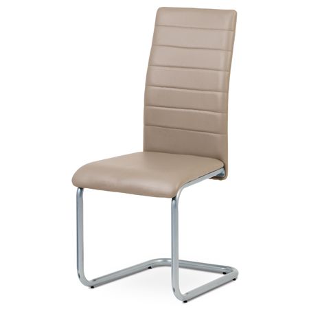 Autronic Jedálenská stolička koženka cappuccino/šedý lak DCL-102 CAP
