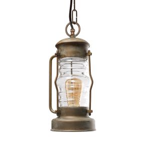 Moretti Luce Závesná lampa Antiko v tvare lucerny odolná – more, antikizovaná mosadz, sklo, E27, 52W
