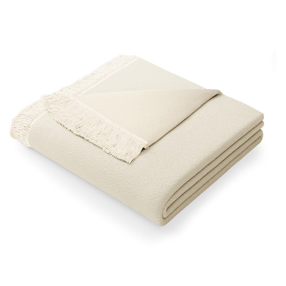 Svetlobéžová deka s prímesou bavlny AmeliaHome Franse, 150 x 200 cm