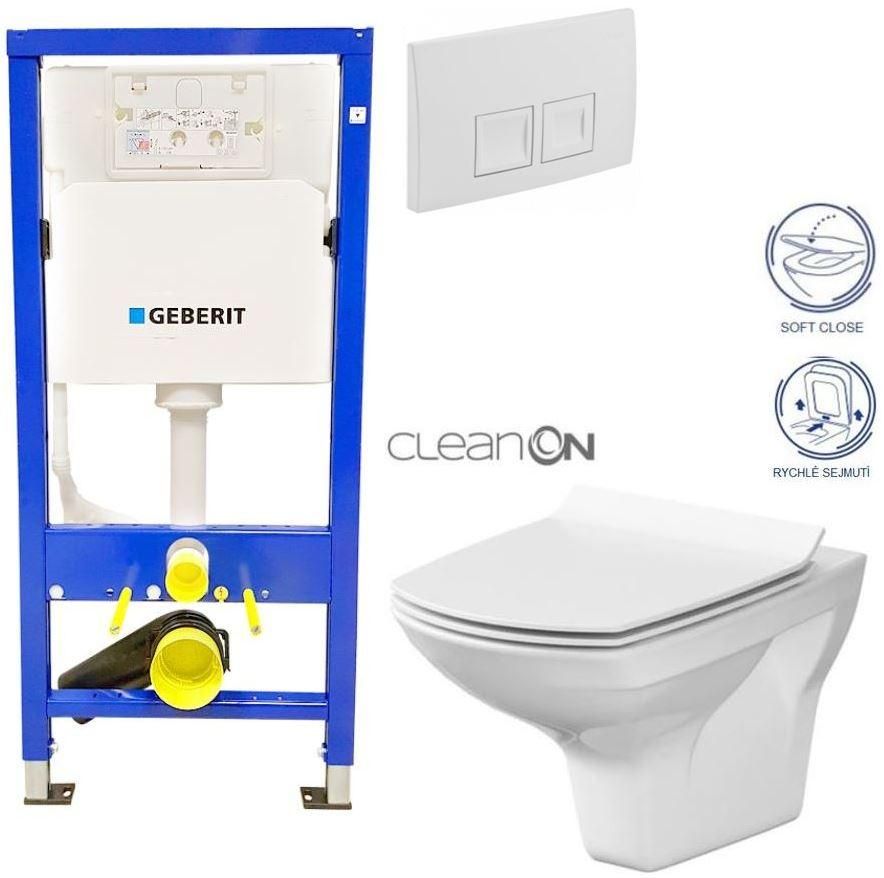 GEBERIT DuofixBasic s bielym tlačidlom DELTA50 + WC CERSANIT CLEANON CARINA + SEDADLO 458.103.00.1 50BI CA3