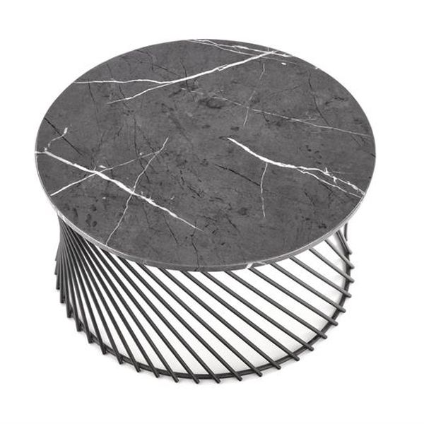 Halmar MINERWA konferenčný stolík doska - šedý mramor, konštrukcia - čierna
