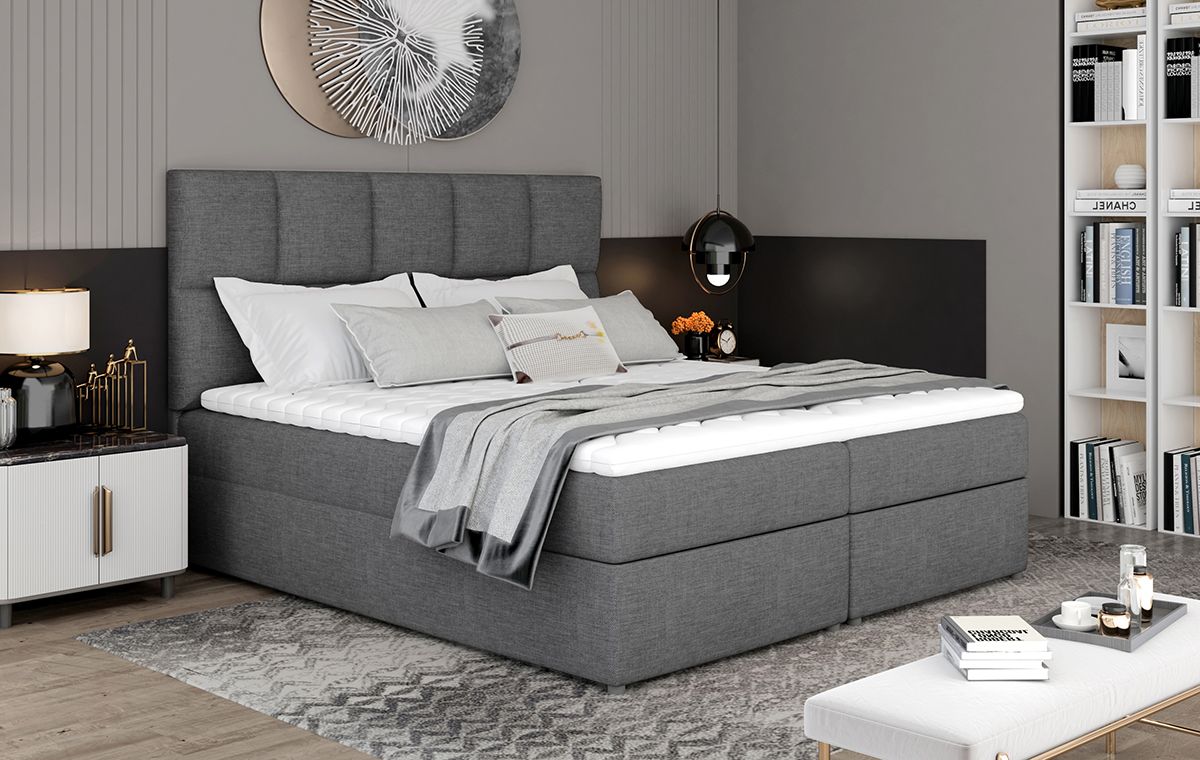 Čalúnená manželská posteľ s úložným priestorom Grosio 185 - sivá (Sawana 05)