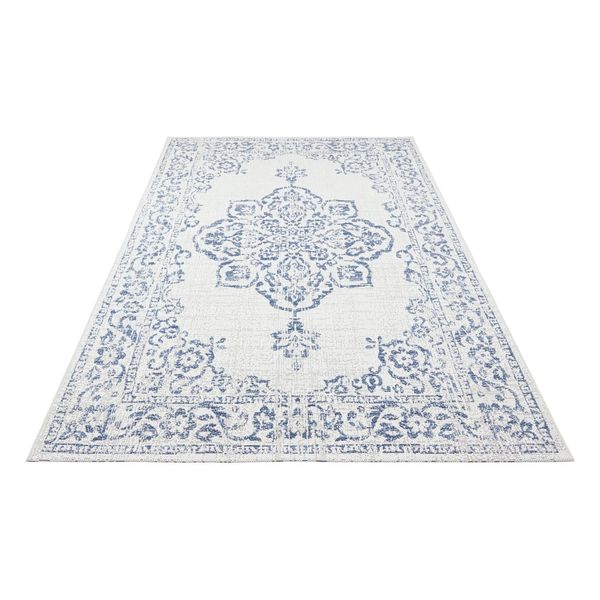 Modro-krémový vonkajší koberec NORTHRUGS Tilos, 160 x 230 cm