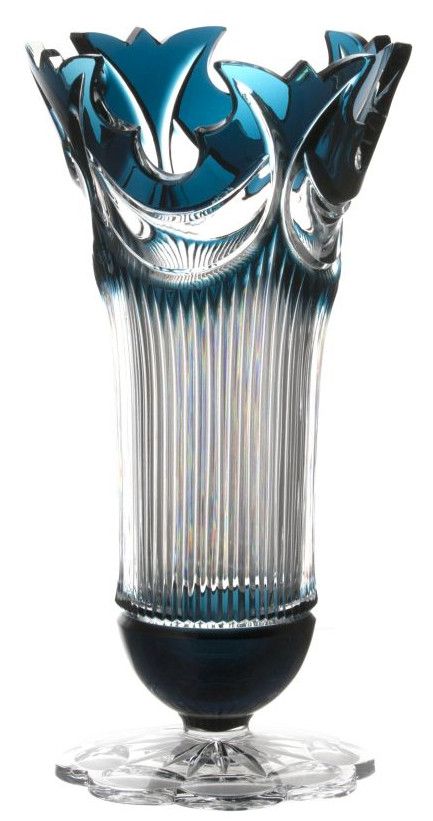 Krištáľová váza Diadem, farba azúrová, výška 280 mm