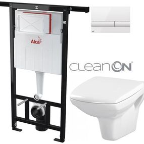 ALCADRAIN Jádromodul - predstenový inštalačný systém s bielym tlačidlom M1710 + WC CERSANIT CLEANON CARINA + SEDADLO AM102/1120 M1710 CA1