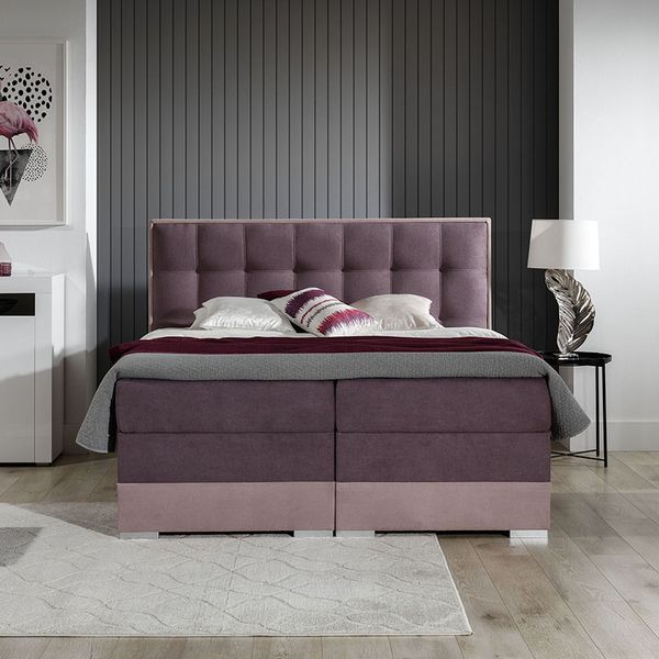 Čalúnená manželská posteľ s úložným priestorom Dalino 160 - ružová / fialová