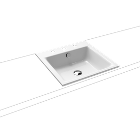 Kaldewei Puro - Zápustné umývadlo 460x460 mm s prepadom, 3 otvory pre batériu, alpská biela 900006033001