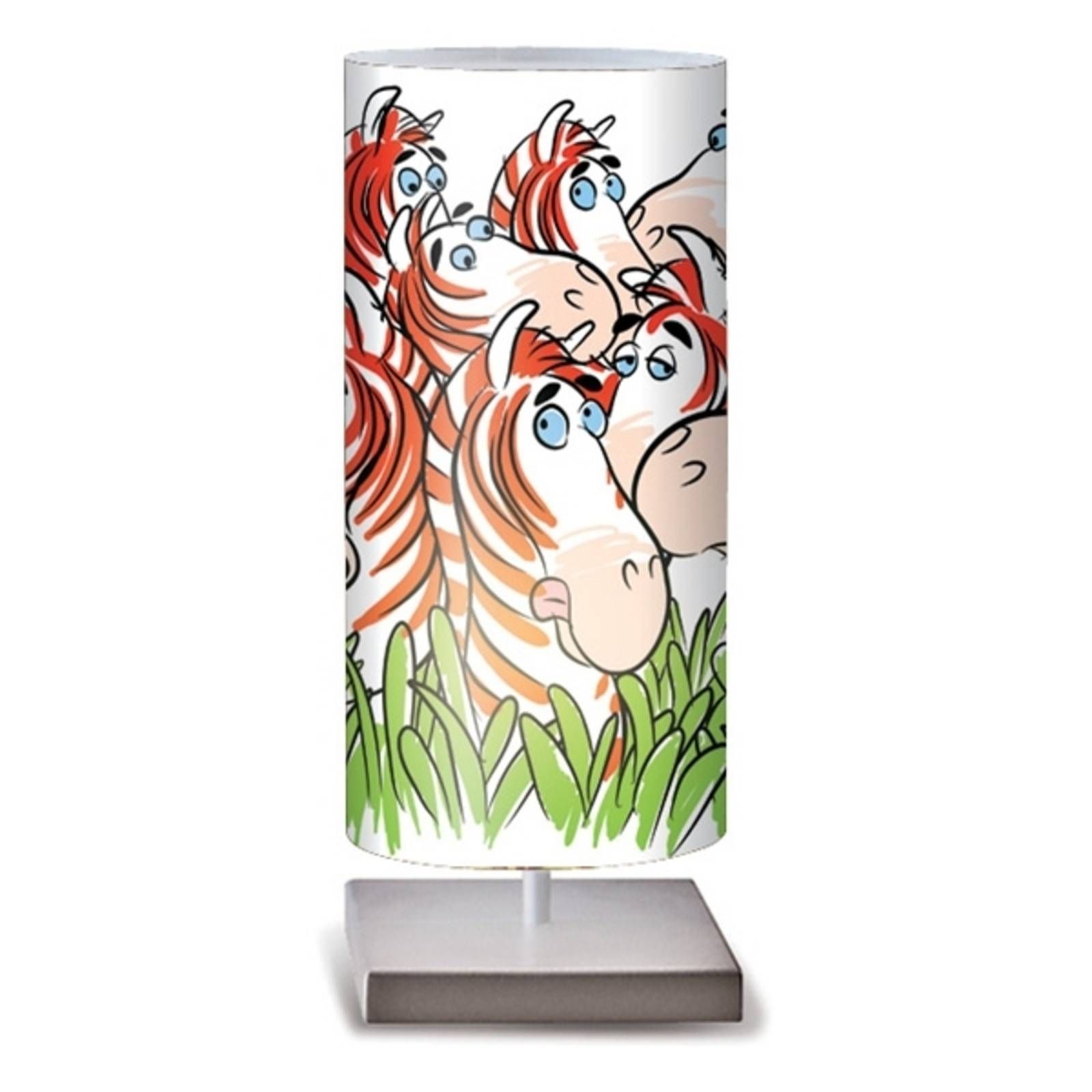 Artempo Italia Zebra stolná lampa veselé farby do detskej izby, Detská izba, plast, E27, 25W, P: 16 cm, L: 16 cm, K: 39cm