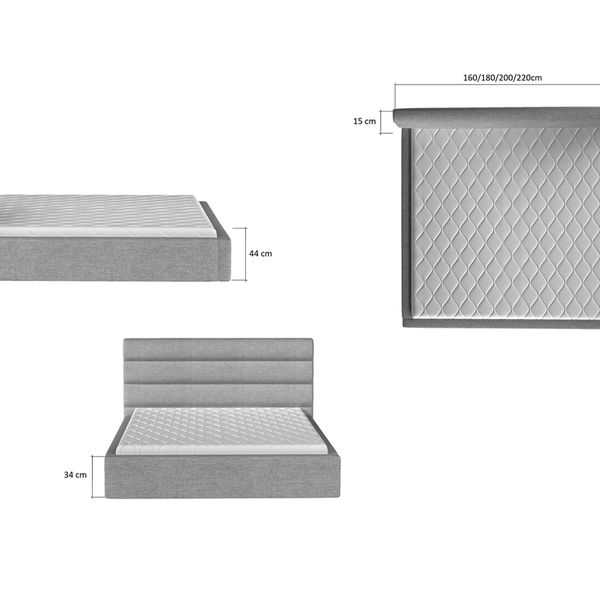 Čalúnená manželská posteľ s roštom Casos 180 - sivá