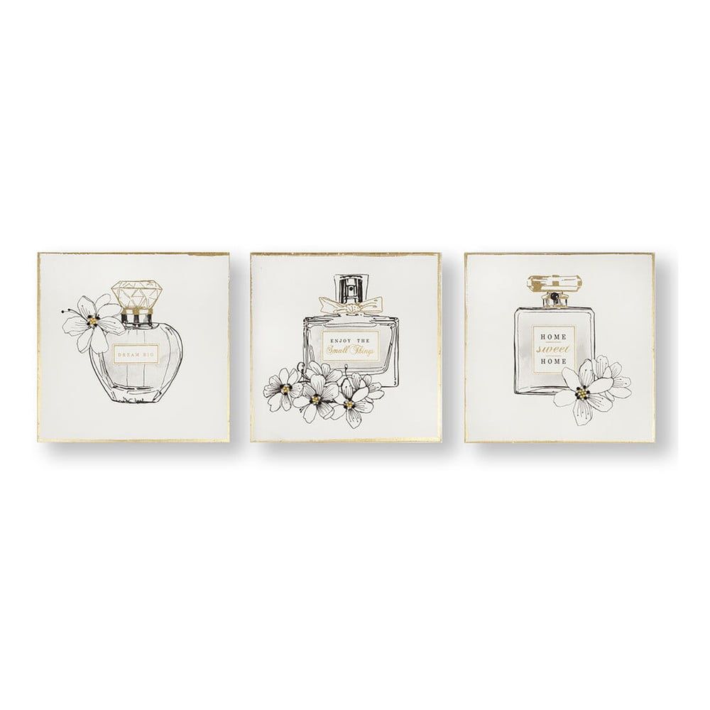 Sada 3 obrazov Graham & Brown Pretty Perfume Bottles, 30 × 30 cm