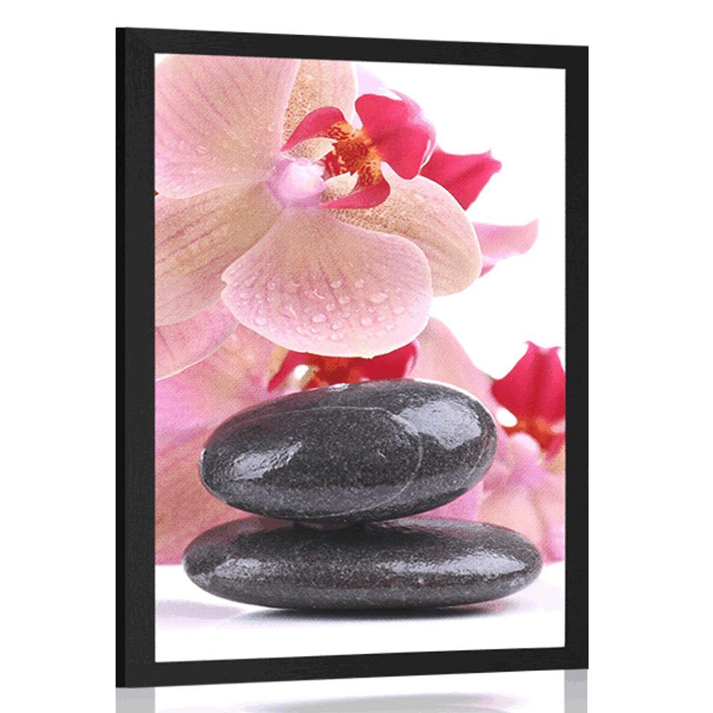 Plagát SPA kamene a orchidea - 30x45 black