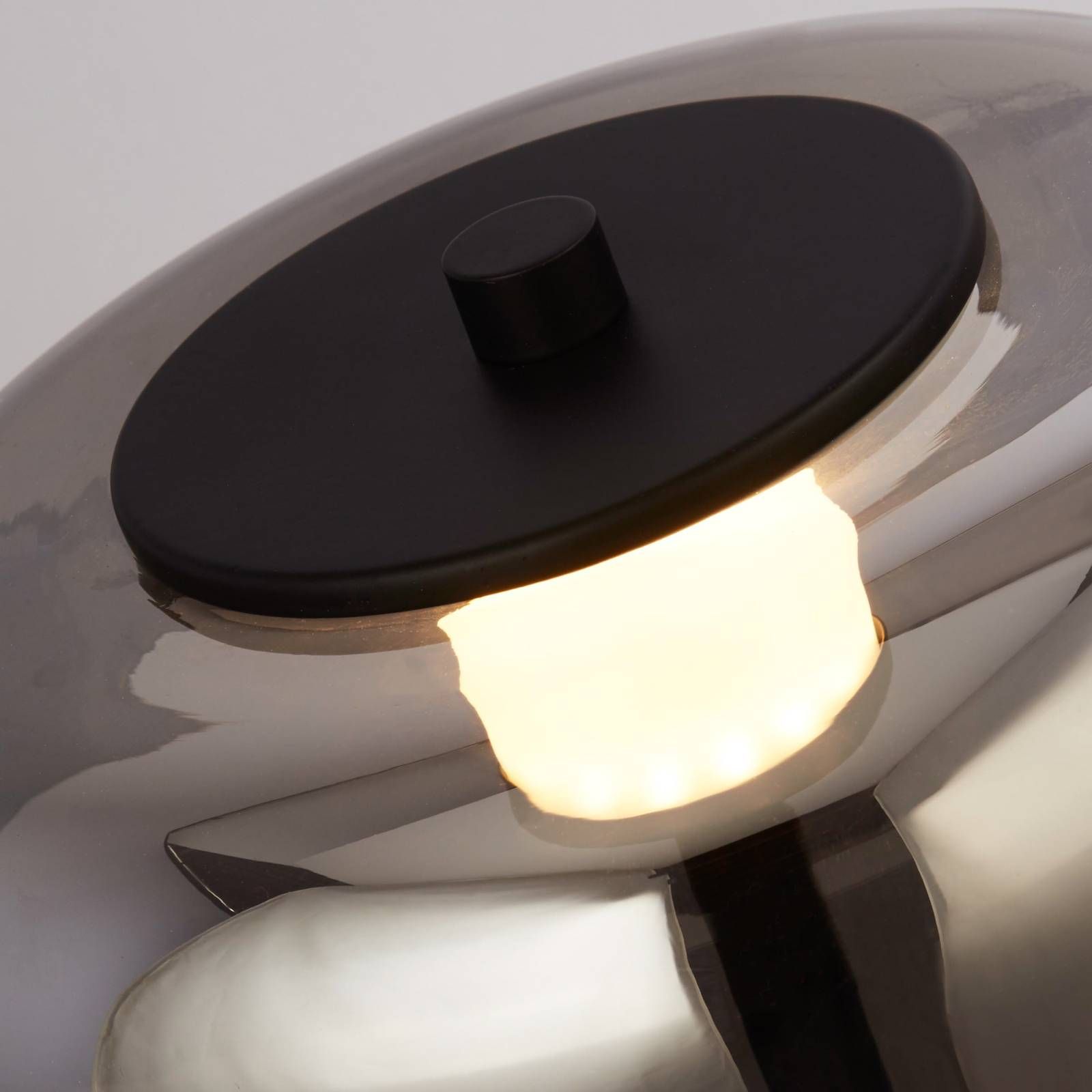 Searchlight Stolová LED lampa Frisbee so skleneným tienidlom, Obývacia izba / jedáleň, oceľ, sklo, 10W, K: 40cm