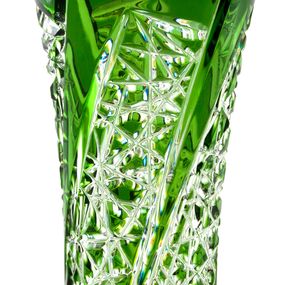 Krištáľová váza Fan, farba zelená, výška 205 mm